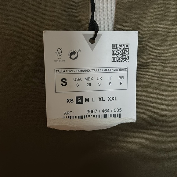 ZARA satin olive green tied long sleeve crop top in women’s small - Picture 5 of 12